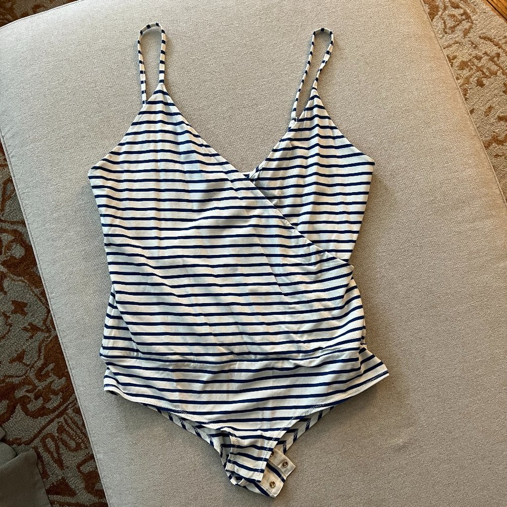J. Crew Blue and White Striped Bodysuit
